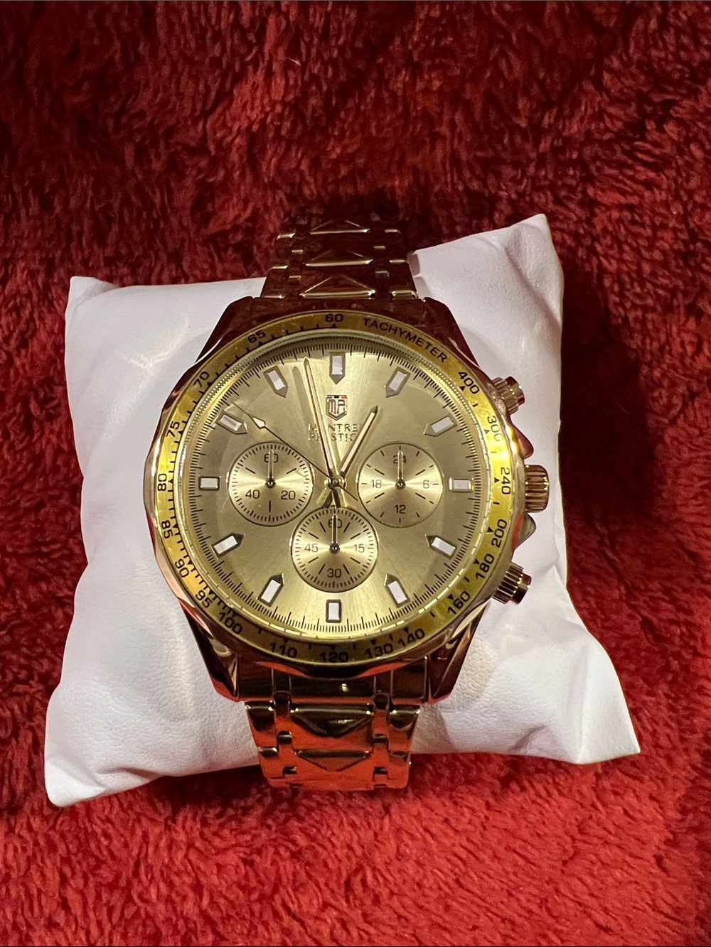 Montres Prestige MOW-0332 Men's Gold Chronograph Tachymeter Watch